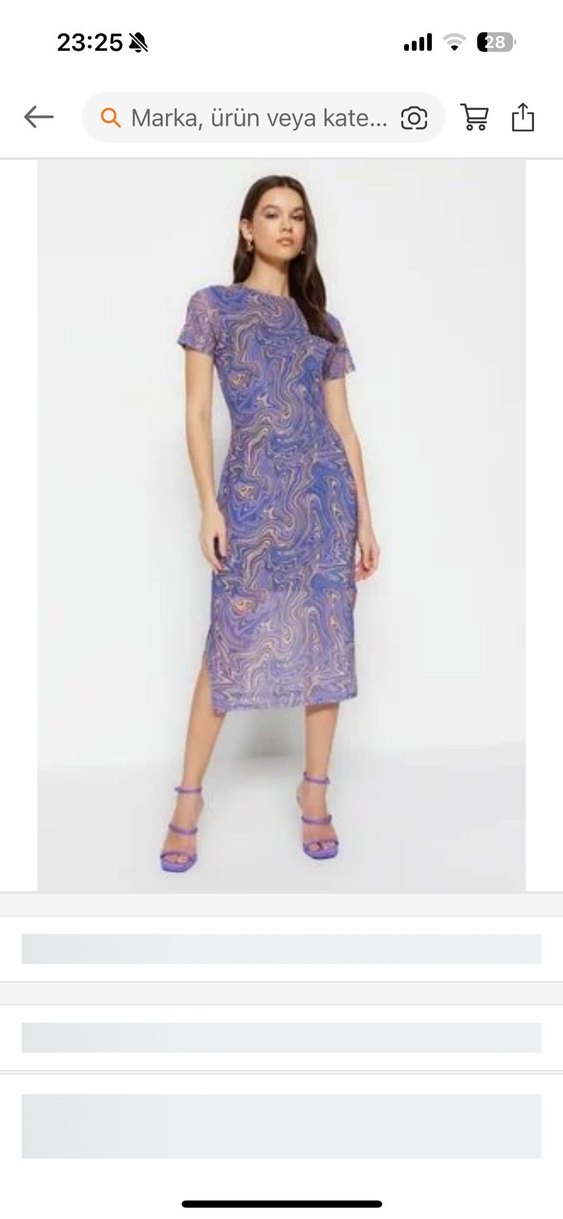 Kadın Mor Midi Tie-Dye Kalem Elbise - Görsel 5