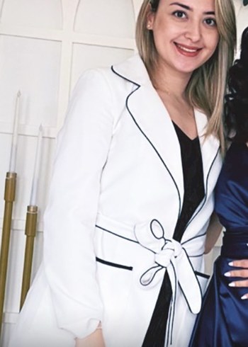38 Beden beyaz Renk Düğmeli Beyaz Midi Blazer