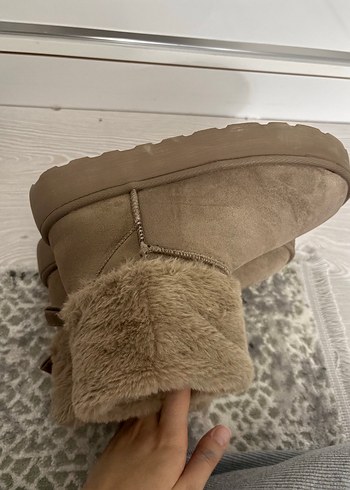 Kürklü Kahverengi Süet Kadın Dolgu Topuk Bot - Görsel 2