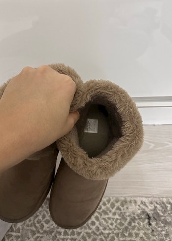 Kürklü Kahverengi Süet Kadın Dolgu Topuk Bot - Görsel 9