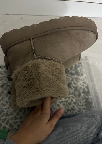 Kürklü Kahverengi Süet Kadın Dolgu Topuk Bot - Görsel 3