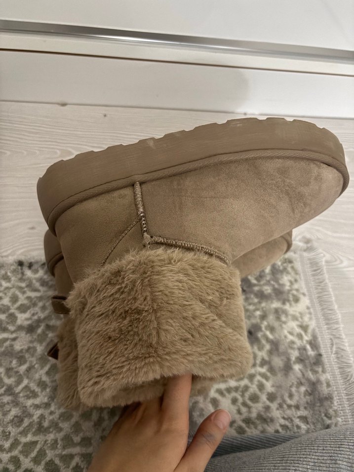 Kürklü Kahverengi Süet Kadın Dolgu Topuk Bot - Görsel 2