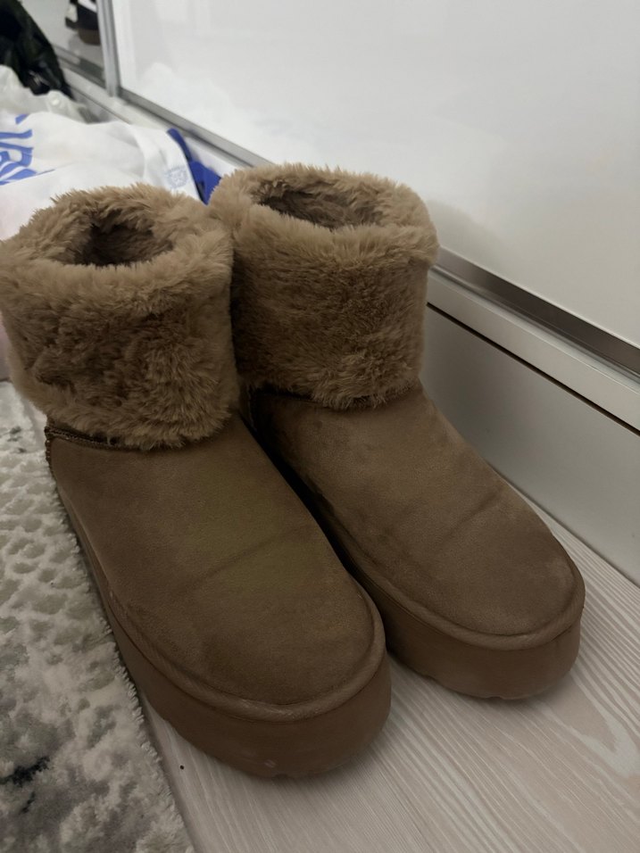 Kürklü Kahverengi Süet Kadın Dolgu Topuk Bot - Görsel 5