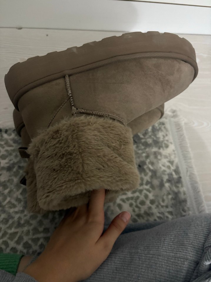 Kürklü Kahverengi Süet Kadın Dolgu Topuk Bot - Görsel 3