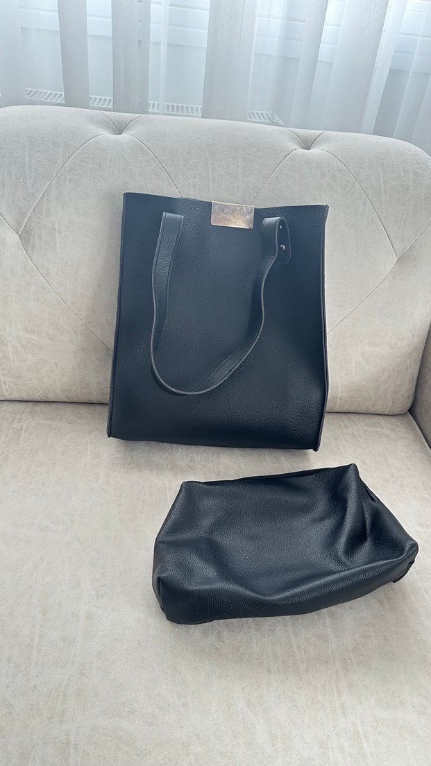 Siyah Minimalist Deri Kadın Çantası - Görsel 2