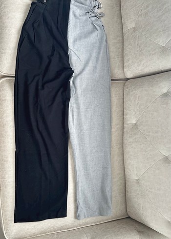 Gri Keten Kuşaklı Kadın Pantolon - Görsel 4