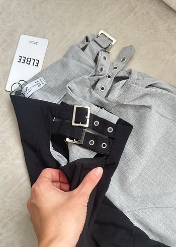 Gri Keten Kuşaklı Kadın Pantolon - Görsel 5