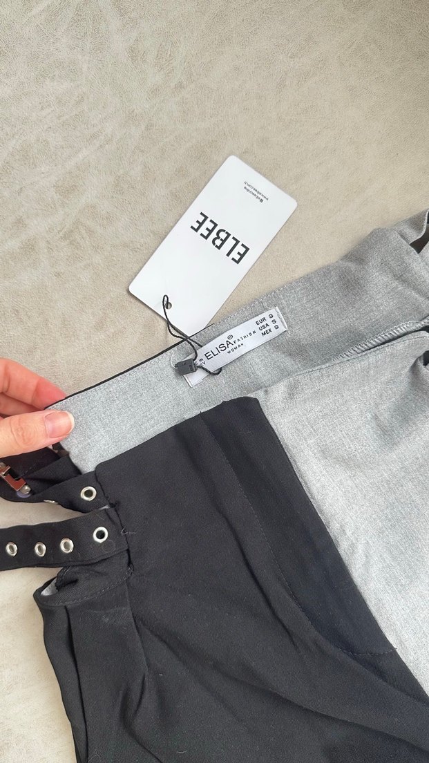 Gri Keten Kuşaklı Kadın Pantolon - Görsel 3