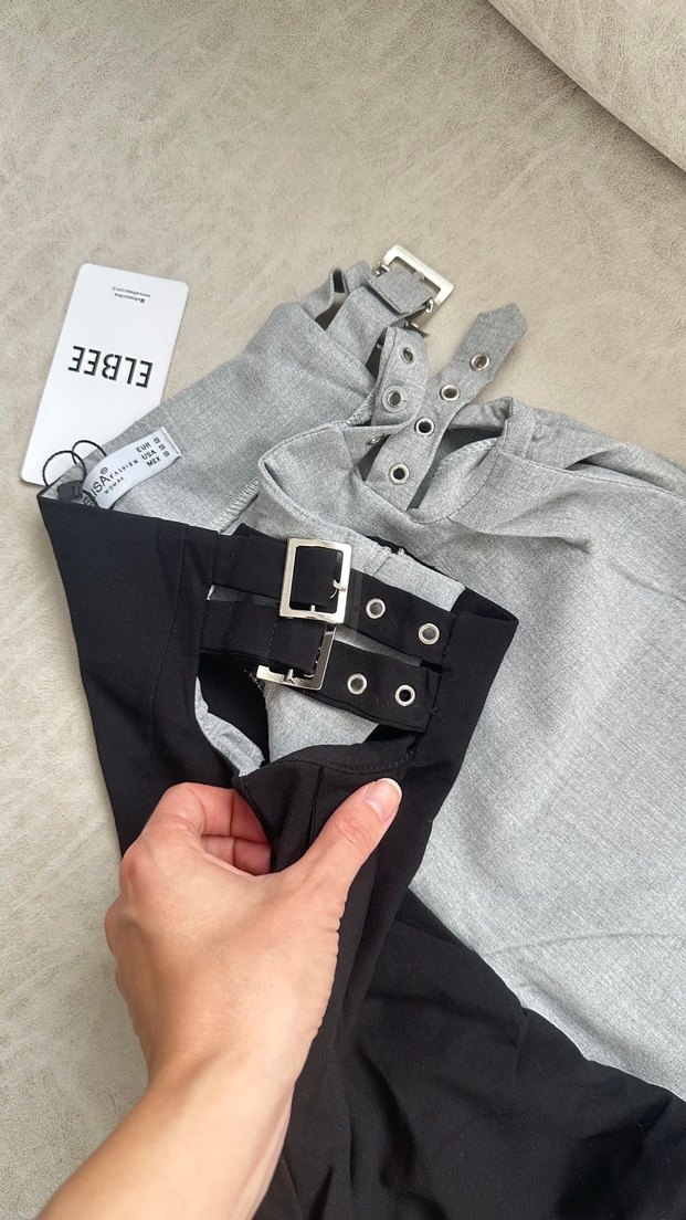 Gri Keten Kuşaklı Kadın Pantolon - Görsel 5