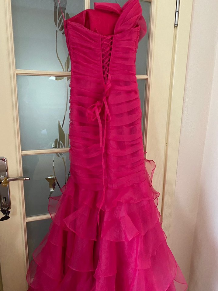 Fuşya Balık Model Abiye Elbise - Görsel 4