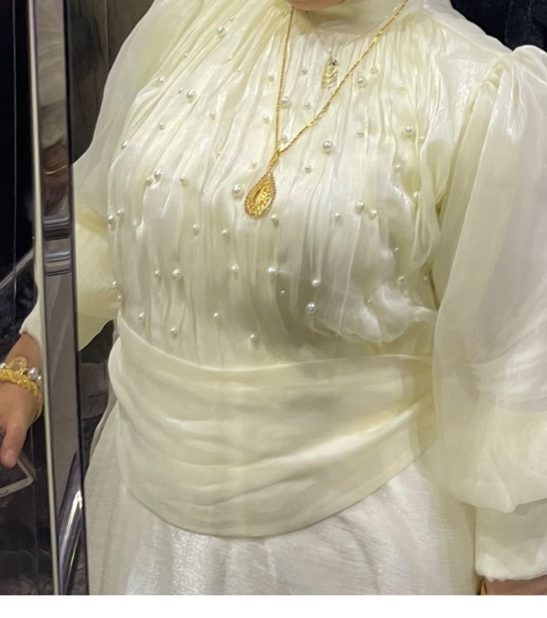 Tesettür Beyaz elbise - Görsel 4