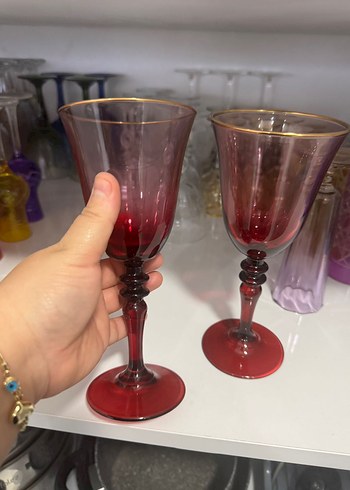 Bordo Kadeh Seti Altın Detaylı 2'li