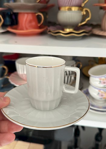 Gri ve yeşil porselen Fincan Takımı - Görsel 3