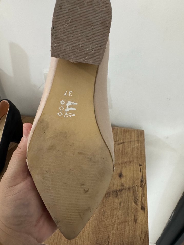 Bej Zincir Detaylı Kadın Topuklu Babet - Görsel 4