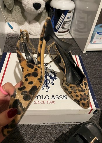 38 Beden Leopar Desenli Süet Topuklu Kadın Stiletto
