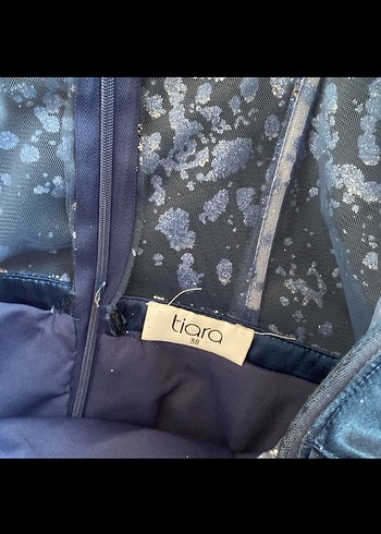 Mavi Parlak İşlemeli Elbise - Görsel 3