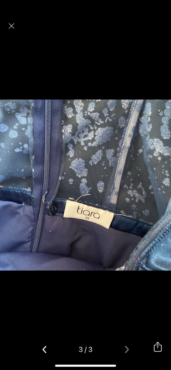 Mavi Parlak İşlemeli Elbise - Görsel 3