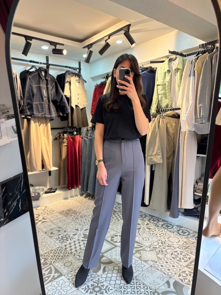 Gri Kumaş Pantolon - Rahat Kesim - Görsel 2