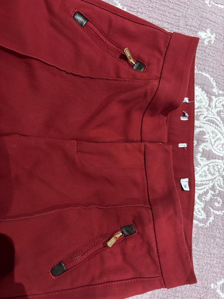 Bordo Kadın Kumaş Pantolon - Görsel 2