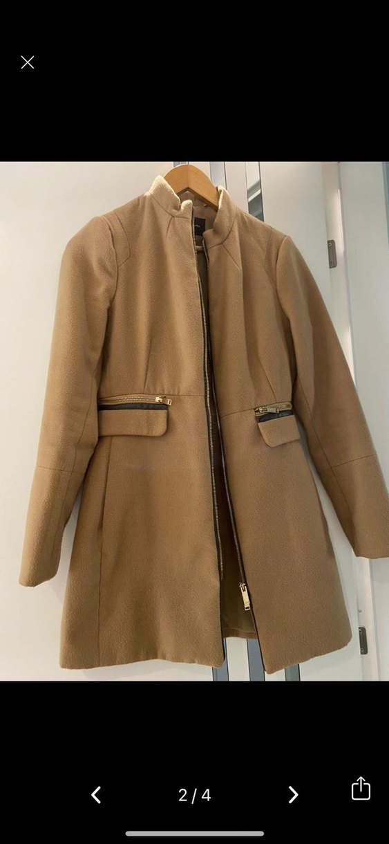 Bej Fermuarlı Kadın Kaban - Görsel 2