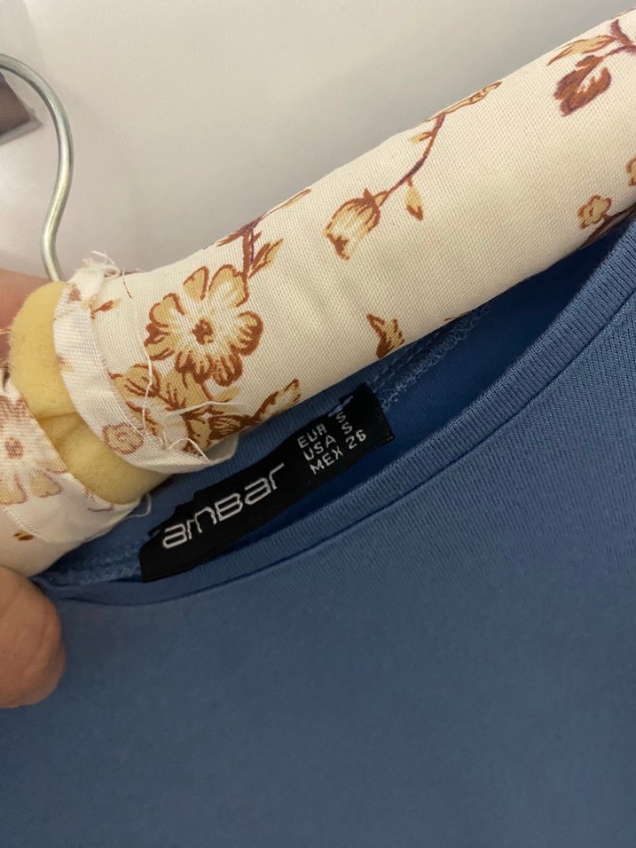 Mavi Kısa Kollu Oversize Tişört - Görsel 2