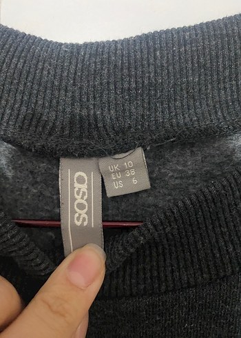 Gri Kadın Fırfırlı Uzun Kollu Sweatshirt - Görsel 2