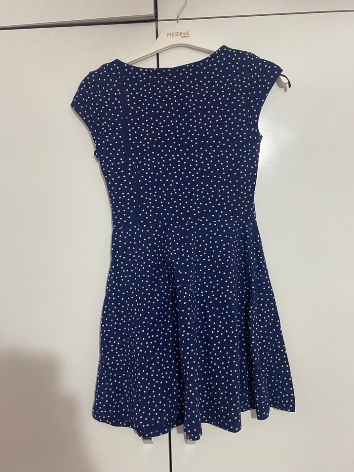 Lacivert Puantiyeli Mini Elbise - Görsel 2