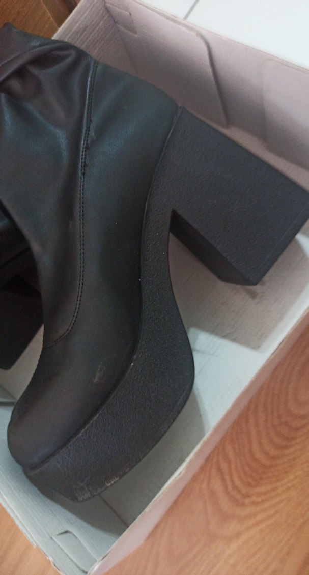 Siyah Deri  Dizüstü Platform Çizme - Görsel 2