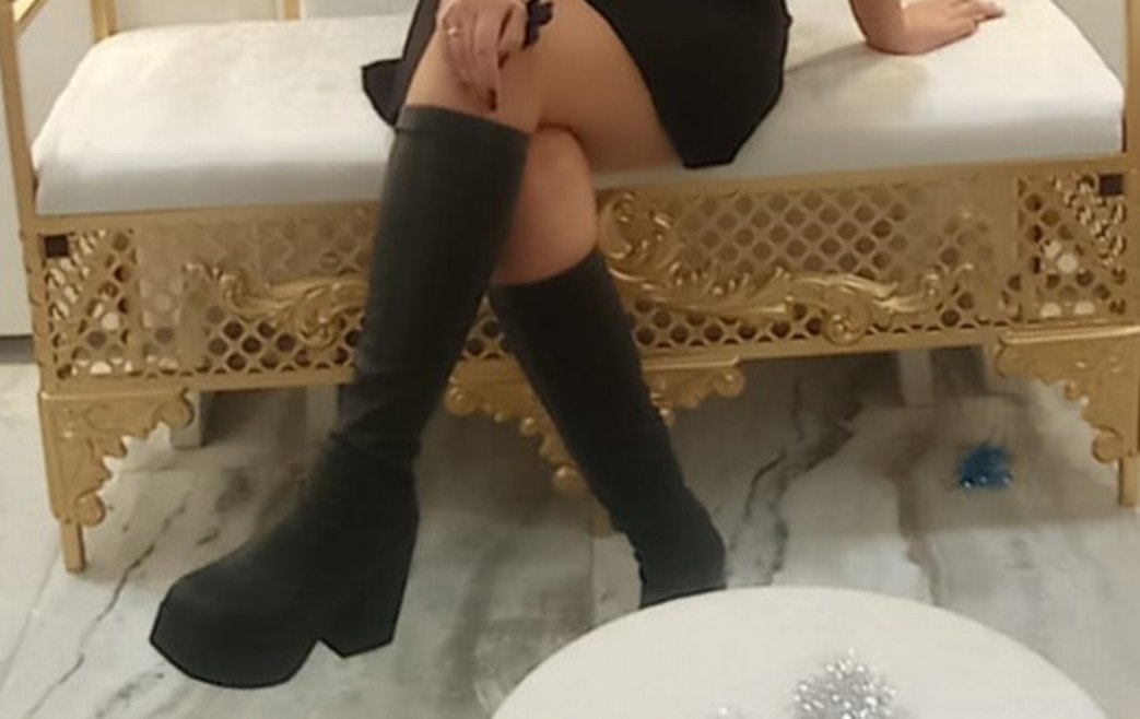 Siyah Deri  Dizüstü Platform Çizme - Görsel 3