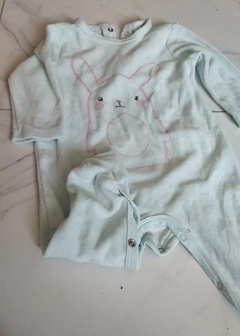 LC Waikiki Turkuaz Desenli Bebek tulumu kadife - Görsel 3