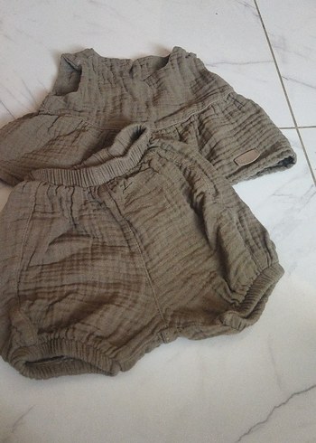 Kız Çocuk Keten Kolsuz Fırfırlı Elbise - Görsel 3