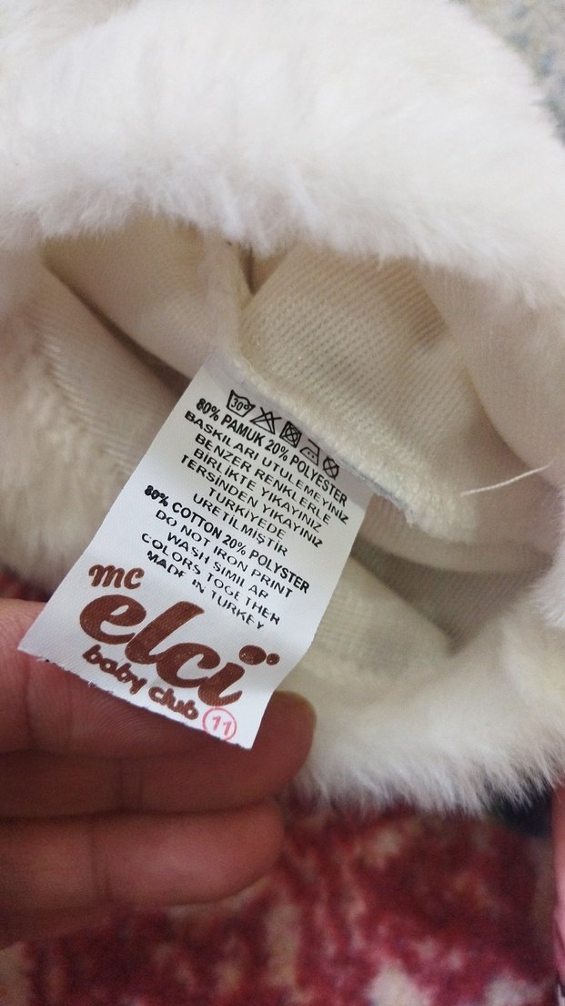 Kız Çocuk Beyaz Kapüşonlu Peluş Panço - Görsel 3