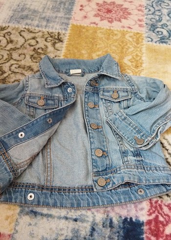 Kız Çocuk Mavi Denim Düğmeli Ceket - Görsel 2