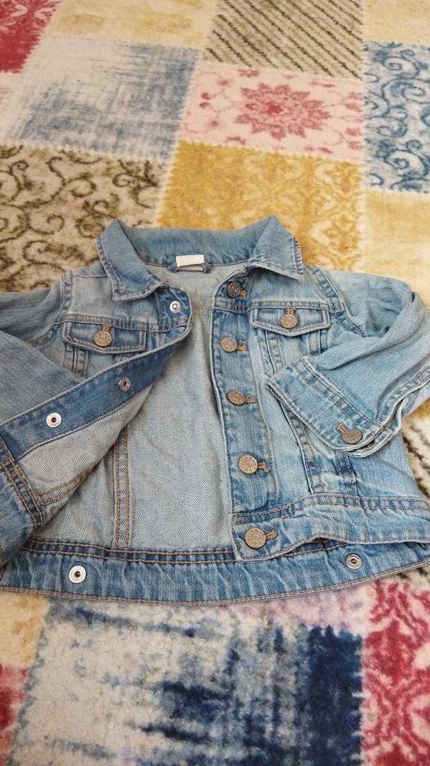 Kız Çocuk Mavi Denim Düğmeli Ceket - Görsel 2