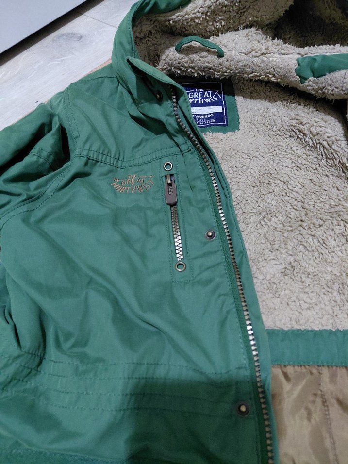 Yeşil çocuk Kış Montu - Görsel 3