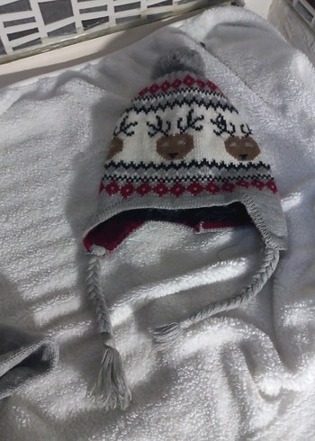 Bohem Gri Örgü çocuk Atkı - Görsel 2