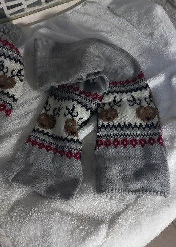 Bohem Gri Örgü çocuk Atkı - Görsel 3