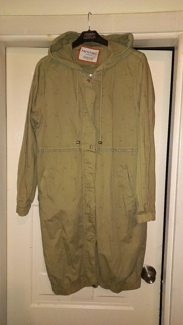 Bej Uzun Düğmeli Keten Ceket - Görsel 3