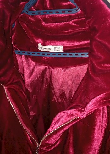 Bordo Kadın Fermuarlı Yüksek Yakalı Ceket - Görsel 2