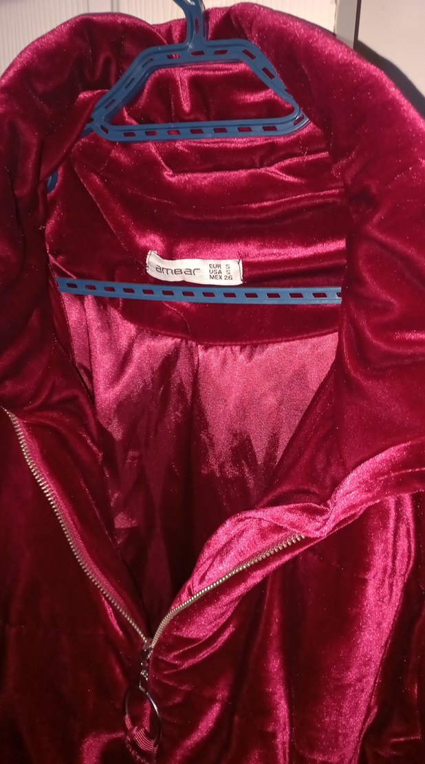 Bordo Kadın Fermuarlı Yüksek Yakalı Ceket - Görsel 2