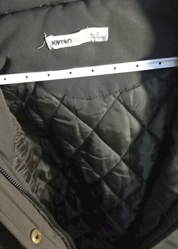 Kız Çocuk Haki Kürklü Kapüşonlu Mont - Görsel 3