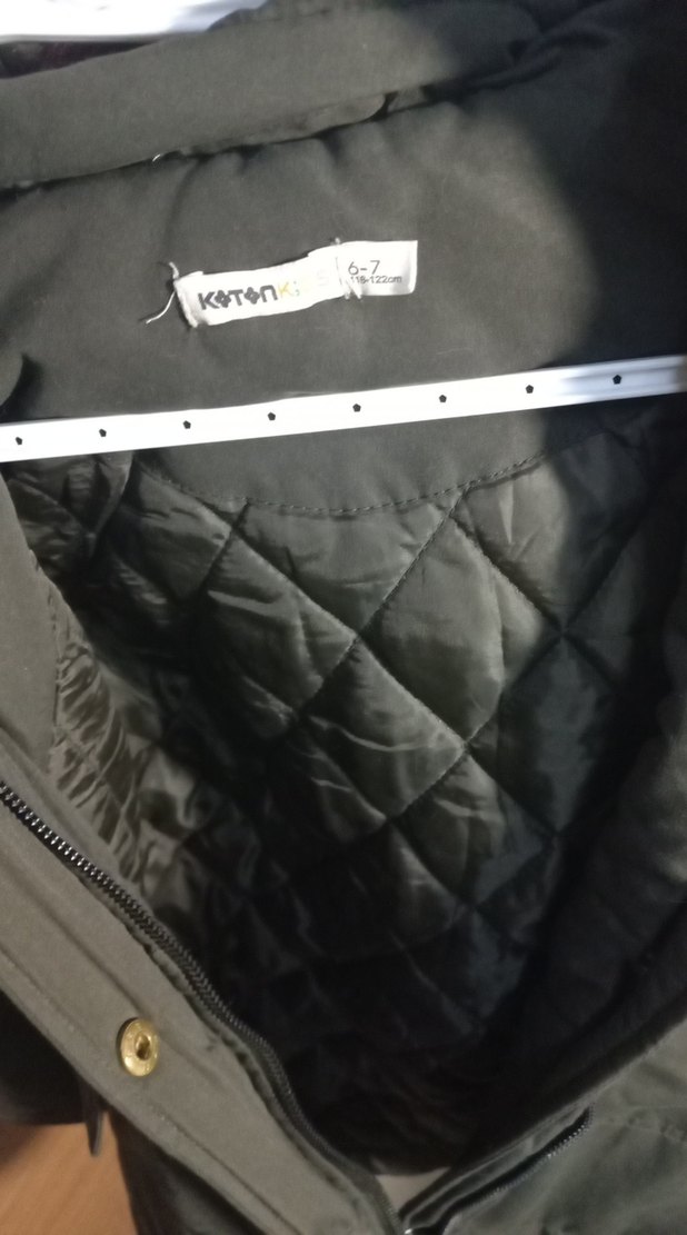 Kız Çocuk Haki Kürklü Kapüşonlu Mont - Görsel 3