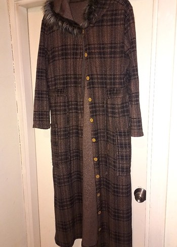 Kahverengi Uzun Kadın Triko Elbise - Görsel 4