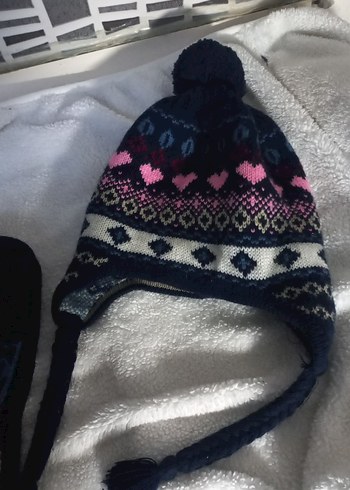 Çocuk Bohem Nakışlı Örgü Bere ve Atkı Seti - Görsel 2