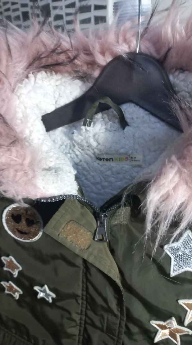 Kürk Detaylı Kız Çocuk Kamuflaj Mont - Görsel 2