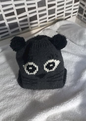 Nakışlı Bohem Gri Örgü Çocuk Bere - Görsel 3