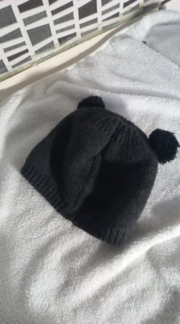 Nakışlı Bohem Gri Örgü Çocuk Bere - Görsel 2