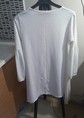 Dantelli Beyaz Uzun Kollu Kadın Bluz - Görsel 3