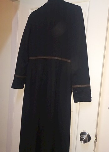 Düğmeli Siyah Yün Kadın Uzun Kaban - Görsel 5