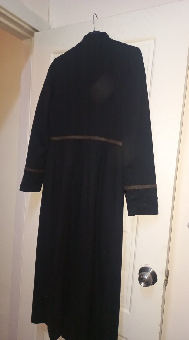 Düğmeli Siyah Yün Kadın Uzun Kaban - Görsel 5